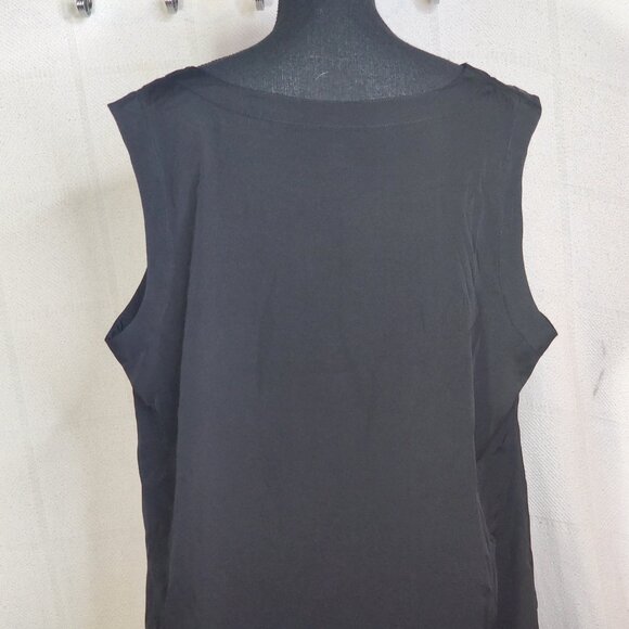 Coldwater Creek Black White Blue Slevless V Notch Native Print Poly Top Sz 1X 18 - Picture 12 of 16